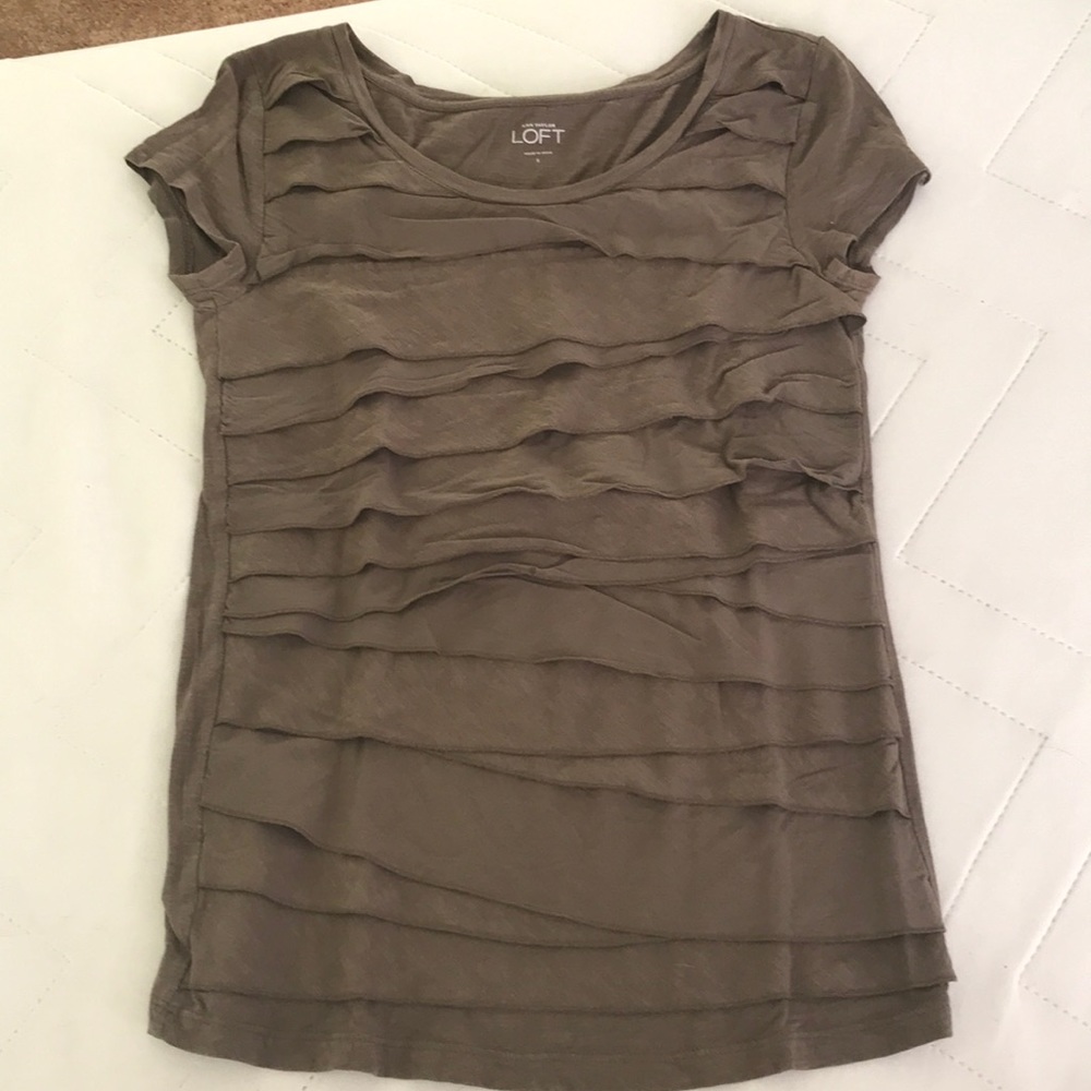 Olive green “clay” colored ruffle tshirt